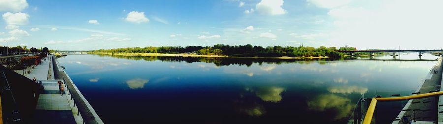 Reflection of clouds in calm lake