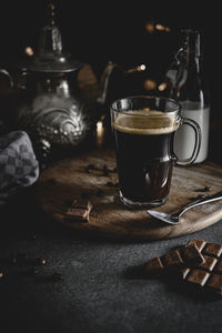 Close-up of black coffee on table