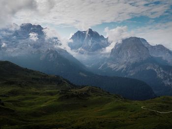 Scenic view of mountains against sky