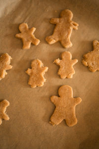 High angle view of cookies