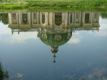 Reflection of building in lake