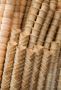 Full frame shot of ice cream cones