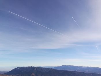 Low angle view of vapor trail in sky