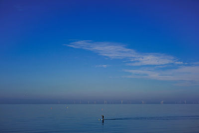 Scenic view of sea against blue sky