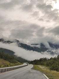 High angle view of road against sky