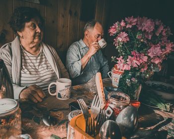 Men sitting at table