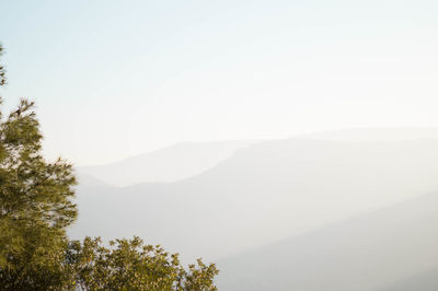Scenic view of mountains against clear sky