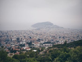 High angle view of townscape against sky