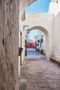 Interior streets of the monastery of santa catalina, unesco world heritage site, arequipa, peru.