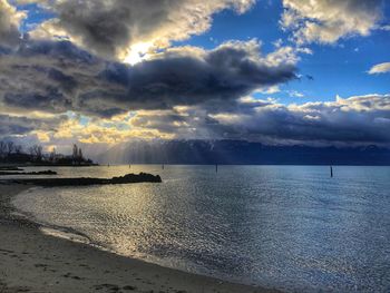 Scenic view of sea against sky during sunset