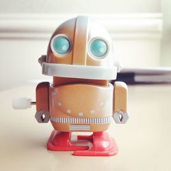 Close-up of robot toy on table