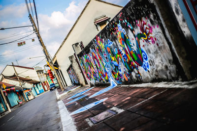 Low angle view of graffiti on wall