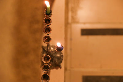 Close-up of illuminated candles 