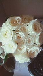 High angle view of rose bouquet