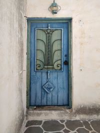 Closed door of building