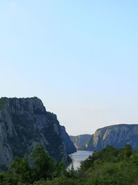 Scenic view of mountains against clear sky