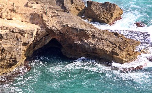 Rock formation in sea