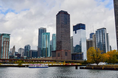 Low angle view of skyscrapers against sky