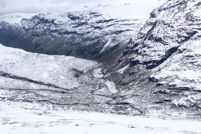 Frozen view of snow on mountain