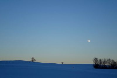 Scenic view of landscape against clear blue sky