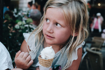 Close-up of girl holding ice cream