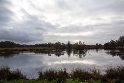 Scenic view of lake against sky