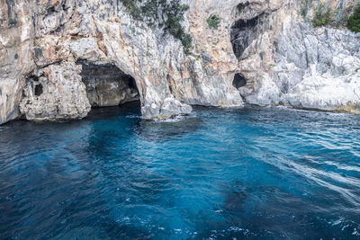 Rock formation in sea