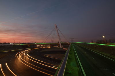 High angle view of bridge against sky at night