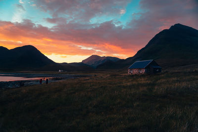 Scenic view of field against sky during sunset