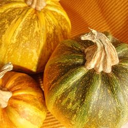 High angle view of pumpkins