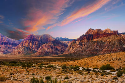 Scenic view of landscape against sky during sunset