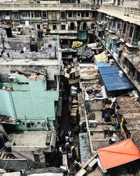 High angle view of buildings in city