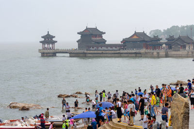 Group of people on the river