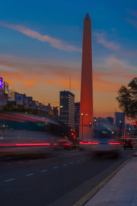 Light trails on road at night