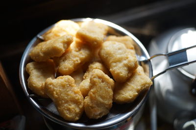 High angle view of food in bowl