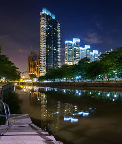 City lit up at night