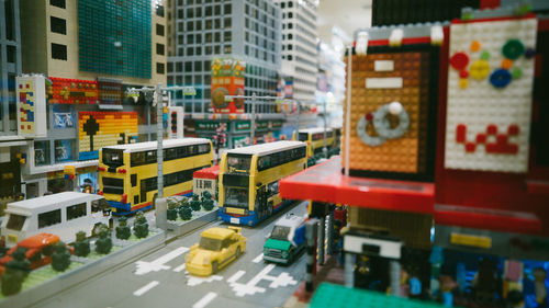 View of city street and buildings