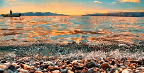 Scenic view of sea during sunset