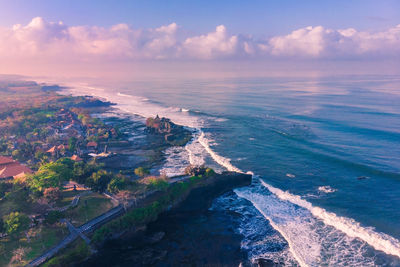 Aerial photo of tanotot temple in the morning