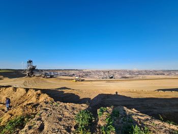 Scenic view of landscape against clear blue sky