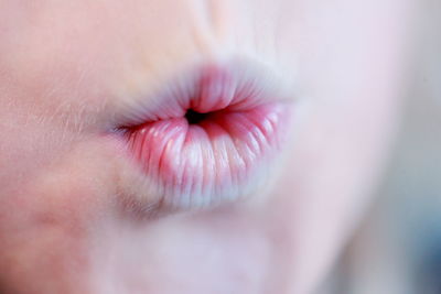 Close-up of girl lip