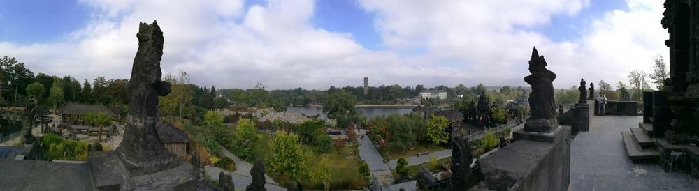 Panoramic view of monument against cloudy sky