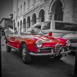 Vintage car on street in city