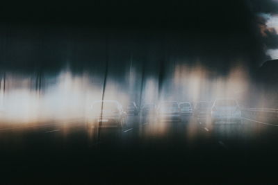 Blurred motion of car at night