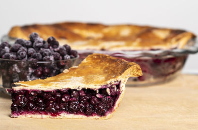 Close-up of cake slice on table