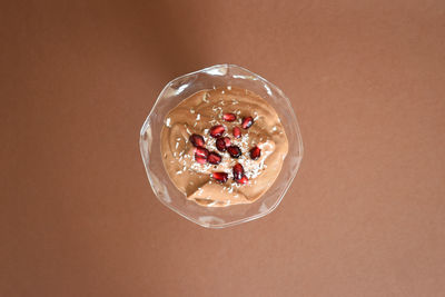 High angle view of breakfast served on table