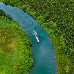 High angle view of water river