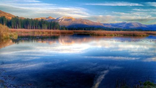 Scenic view of lake against sky