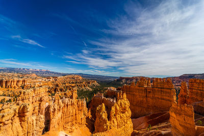 Aerial view of rock formations against sky