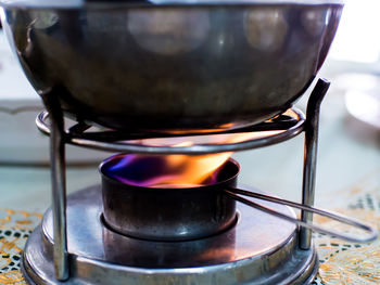 Close-up of camping stove